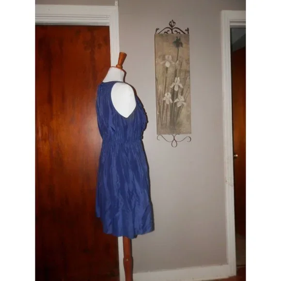 Maeve Anthropologie Dress Small Blue Silk Tank Fitted Waist - Picture 2 of 4